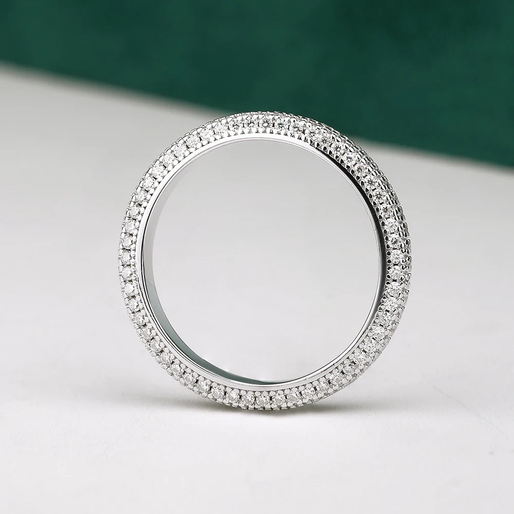 Full Eternity Moissanite Ring for Women Men Diamond Wedding Band Engagement Anniversary Gift in S925 Sterling Silver