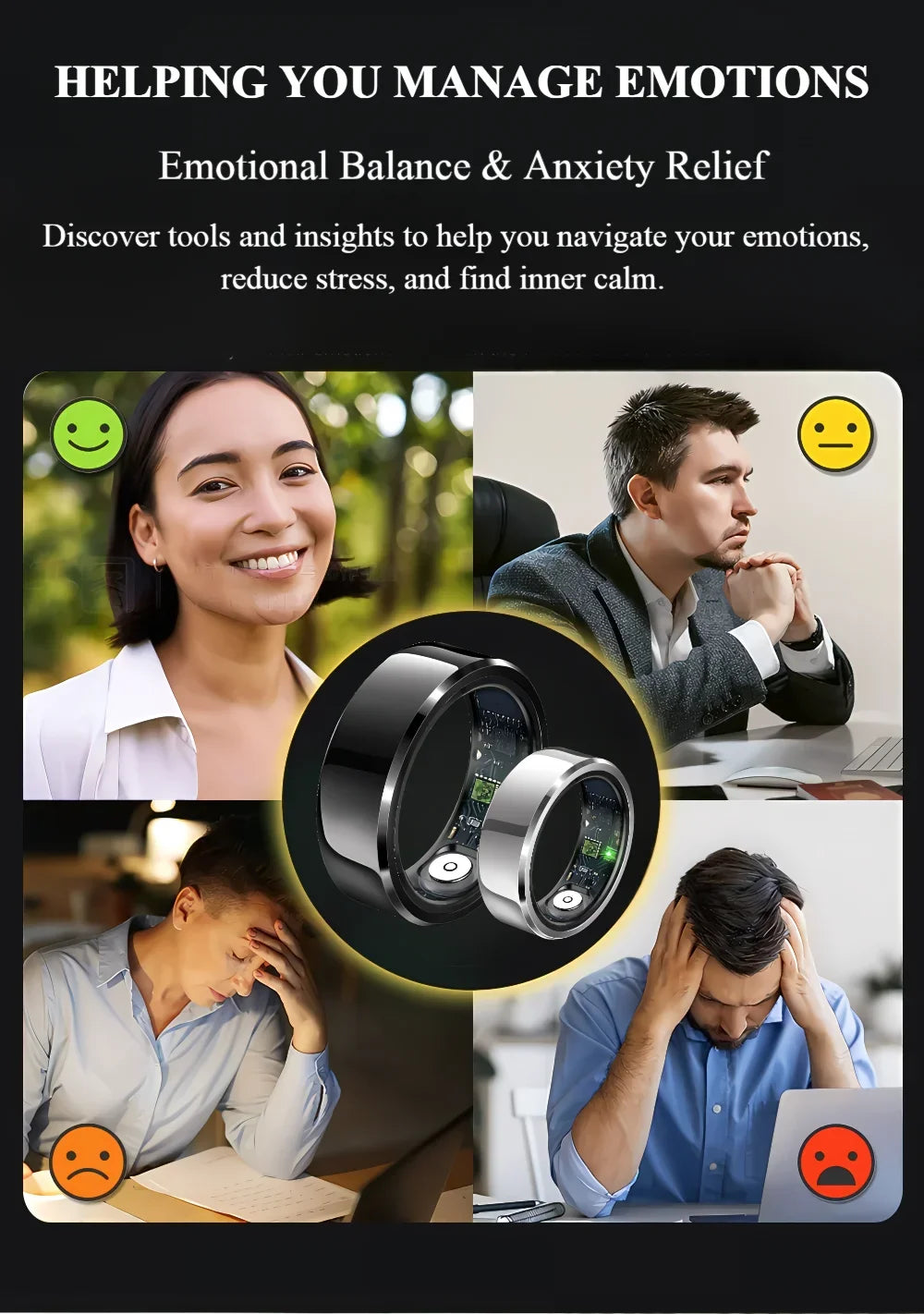 2025 R6Pro Smart Ring,  Heart Rate, Blood Oxygen, Sleep&Blood Pressure Tracker, Bluetooth Men Smart Rings iOS Android Compatible