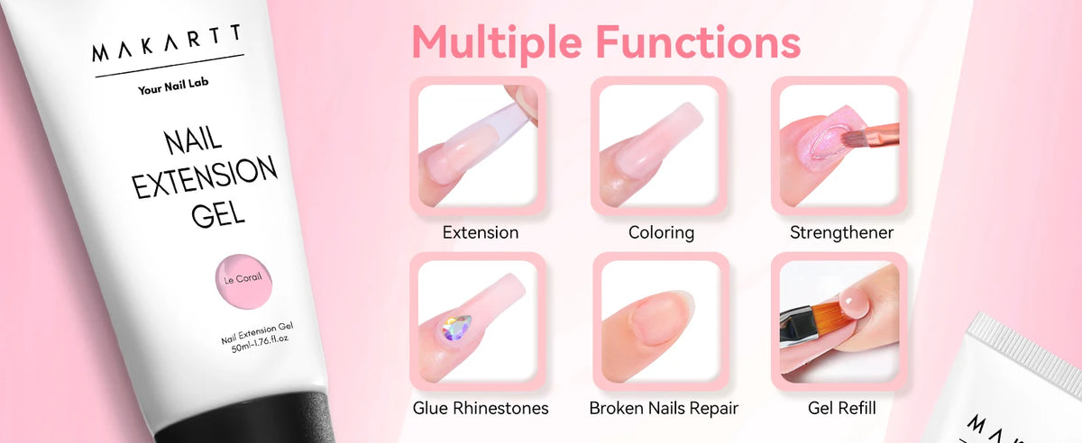 Makartt HEMA-Free Poly Nail Extension Gel 50ml, Hybrid Acrygel Builder Multi-Color, Long-Lasting French Manicure DIY Nail Art