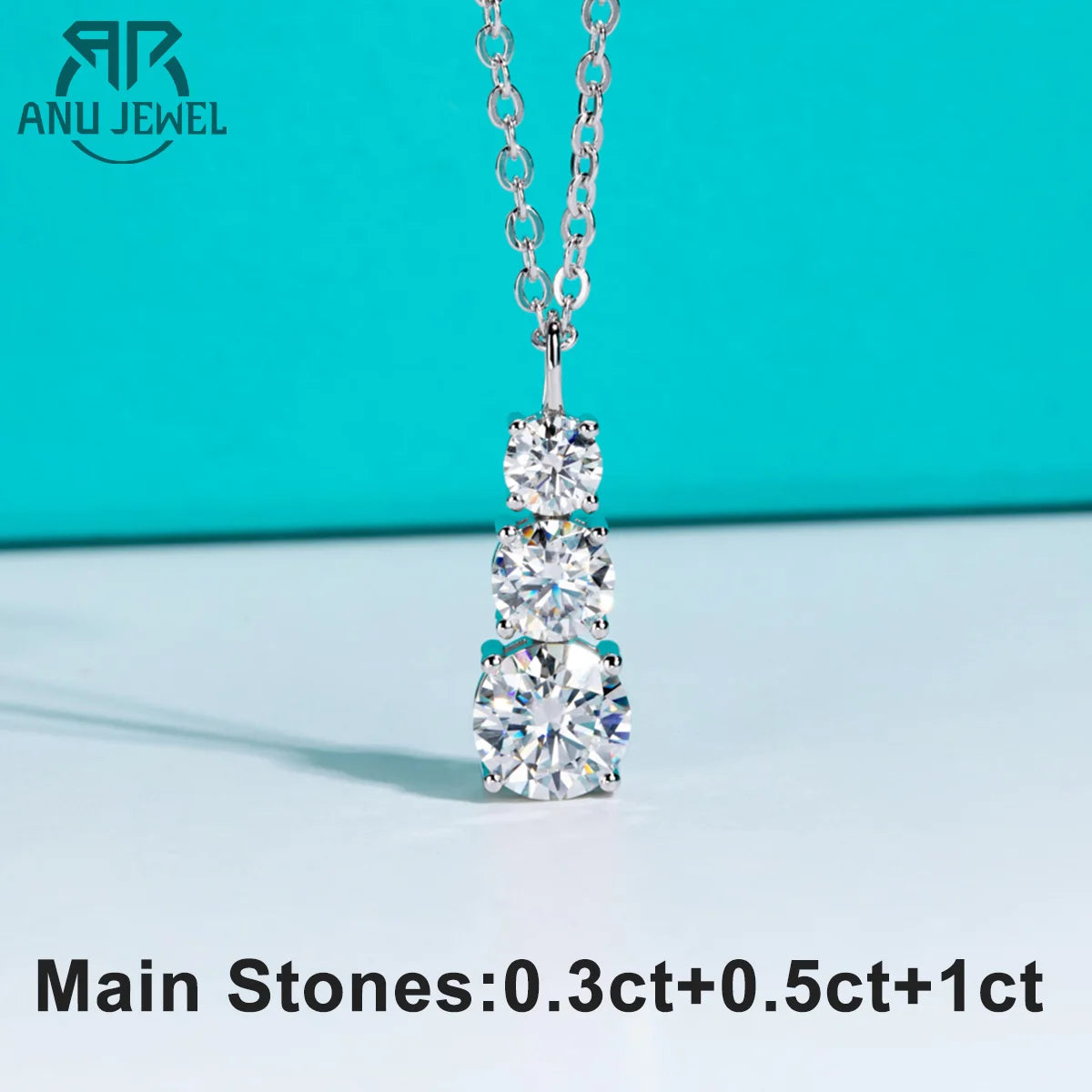 AnuJewel 1.8cttw D Color Moissanite Diamond Pendant Necklace 925 Sterling Silver For Women Fine Jewelry Gifts Wholesale