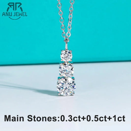 AnuJewel 1.8cttw D Color Moissanite Diamond Pendant Necklace 925 Sterling Silver For Women Fine Jewelry Gifts Wholesale