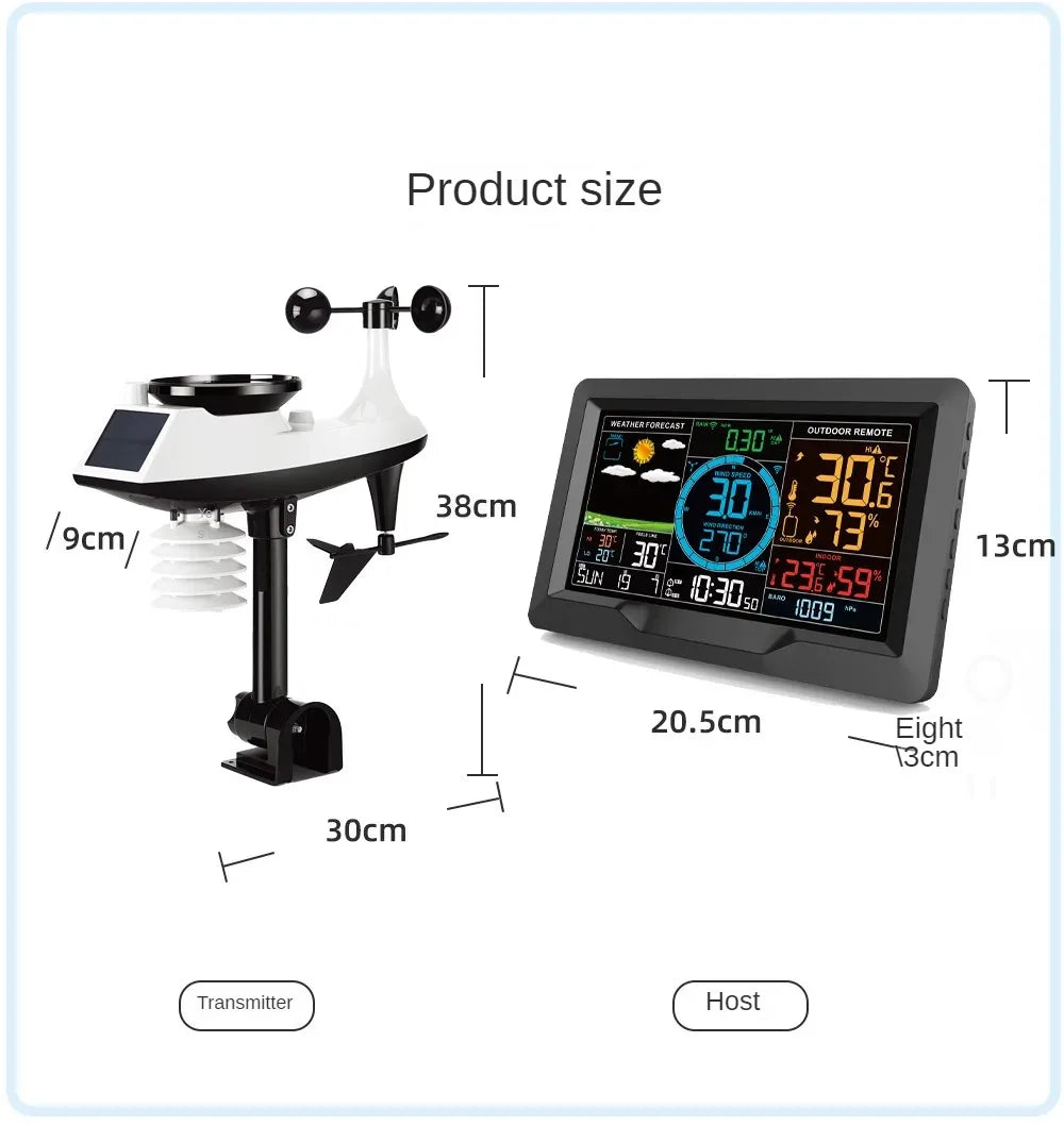 No wiring required Multifunctional Weather Station Temperature Humidity Wind Speed and Rainfall Detection Weather Forecast Clock
