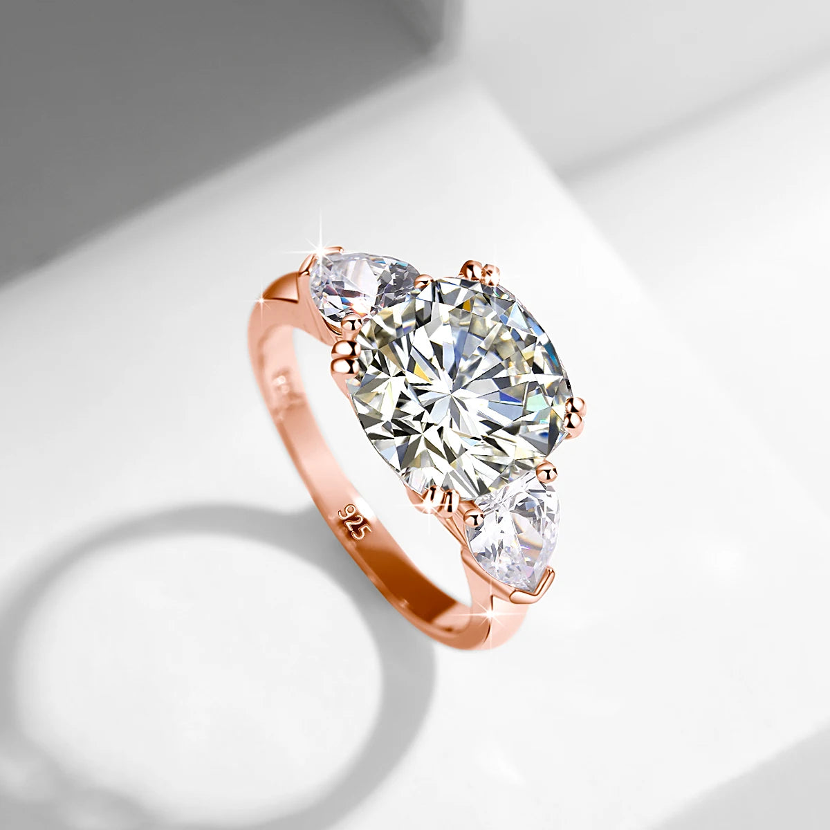 5ct Cushion Cut 3 Stone Moissanite Ring Gold With GRA Certificate D Color VVS1 Eternity Engagement Jewelry For Women Gifts Sale