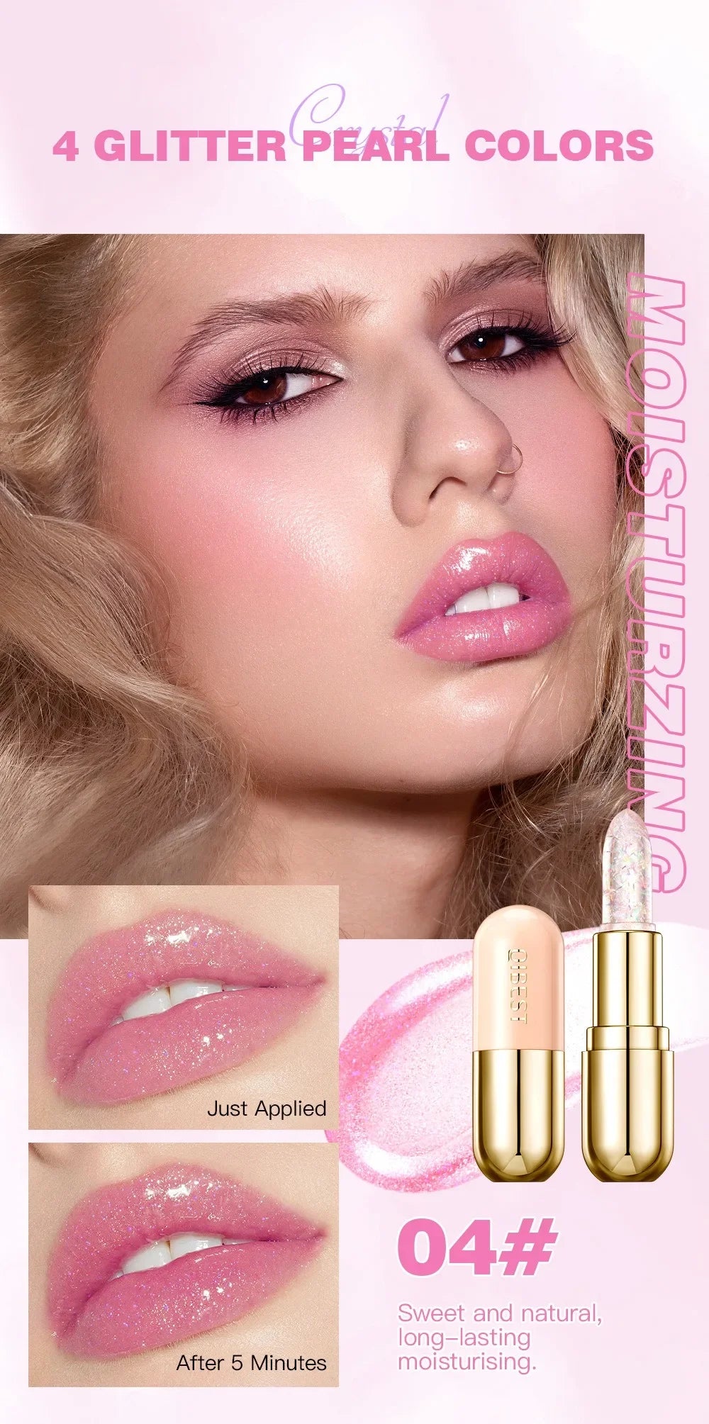Soft Jelly Lipstick Color Changing Glossy Hydrating Moisturizing Glitter Lip Stick Sparkling Sequins Turning Red Shade Lip Balm
