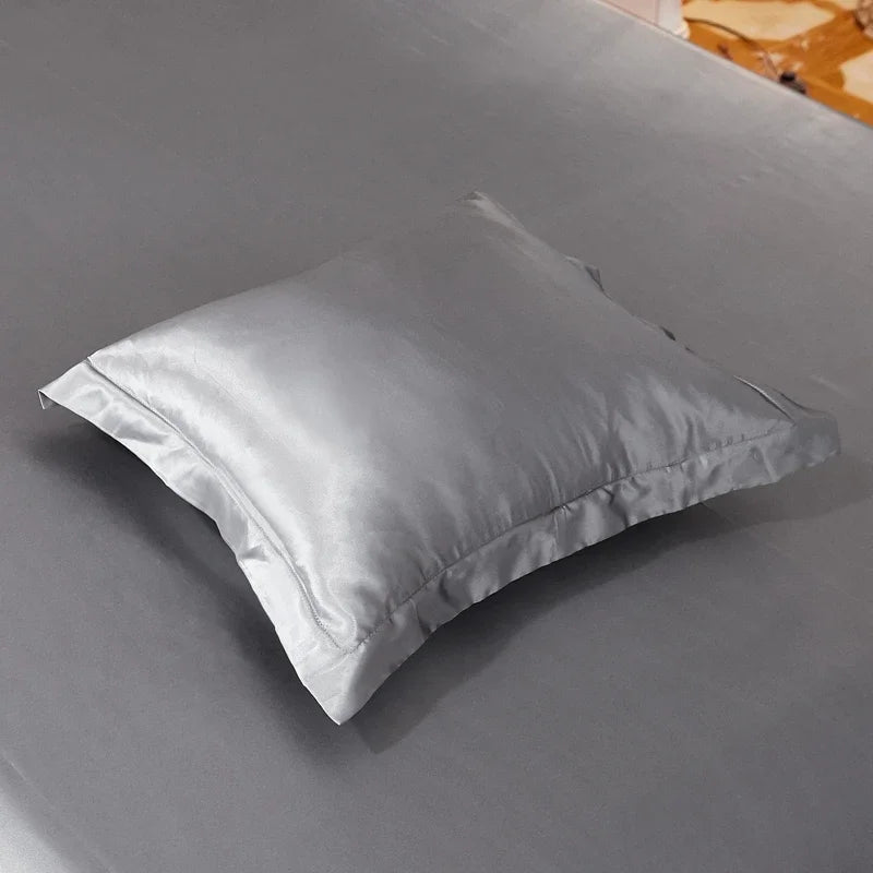 Luxury Silky Smooth Satin Pillowcase Solid Color Envelope Pillow Case Bedding Bedroom Sleep Pillowcover 48x74