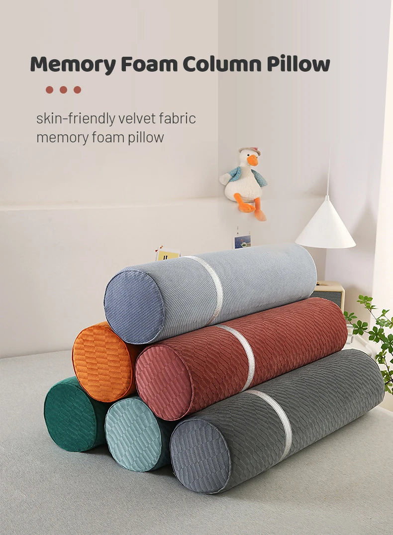 Cervical Neck Roll Memory Foam Pillow Bolster Pillow Round Neck Pillows Support for Sleeping Bolster Pillow for Bed Legs Back