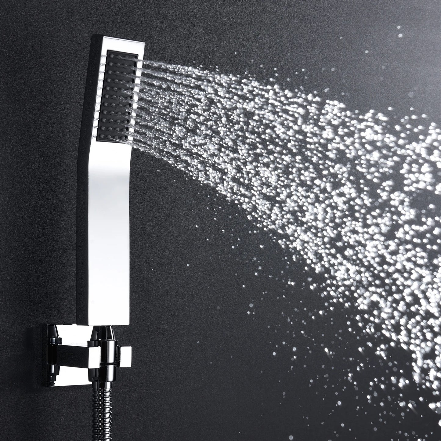 Stainles Steel 304 16inch 40cm Square Bluetooth Music LED Shower Head Panel Set Spray Rainfall Steam Thermostatic Mixer Faucet