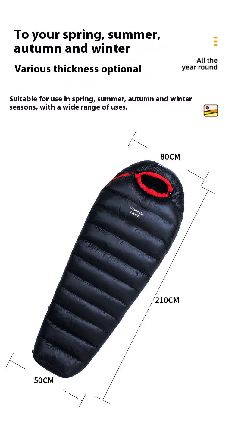 Mummy Goosevelt Sleeping Bag Warm Outdoor Down Sleeping Bag Adult Winter Travel Spliced Double Camping Bedding