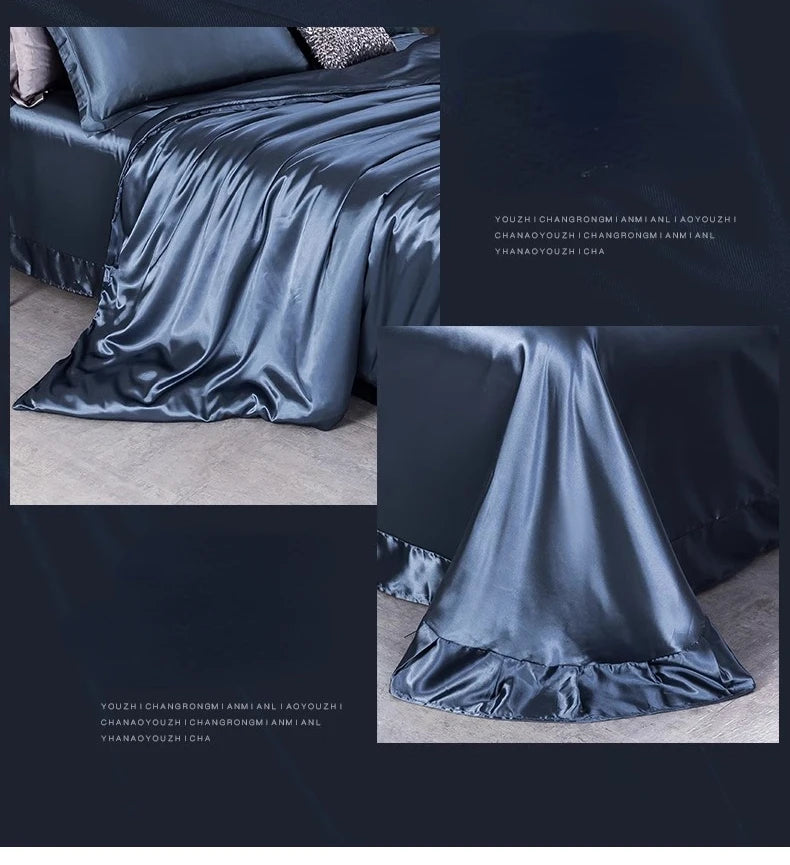 100% Pure Silk Bedding Sets High End Quilt Bed Cover Set Duvet Cover Bedsheet Pillowcases 4pcs Natural Luxury Bedcloth Sets