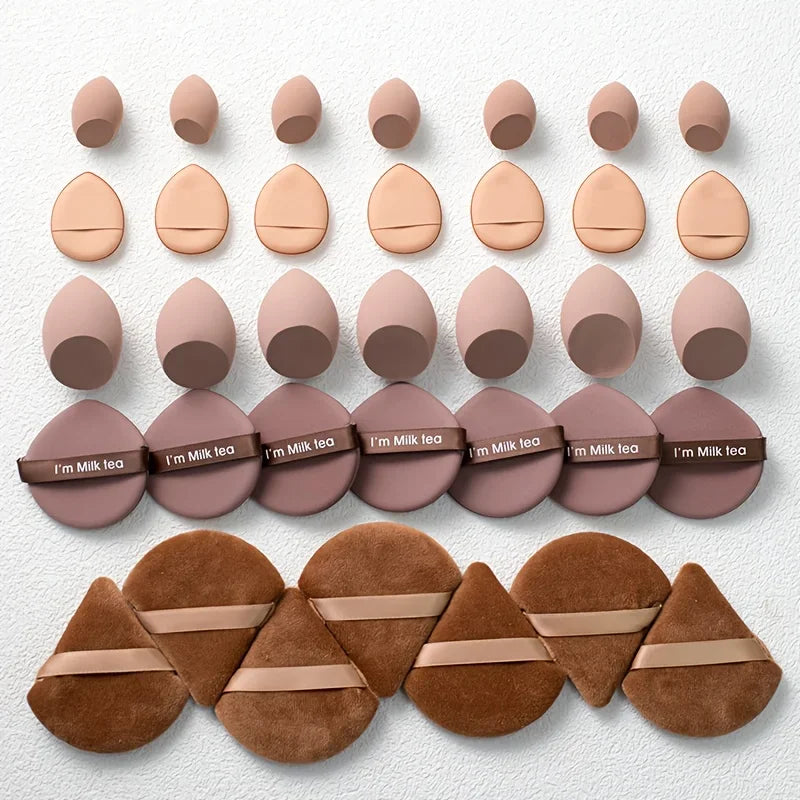 35Pcs Pro Sponge Set-Hydrophilic Latex-Free Blenders for Foundation/Concealer/Contour | Pore-Blurring Travel Kit All Skin Types