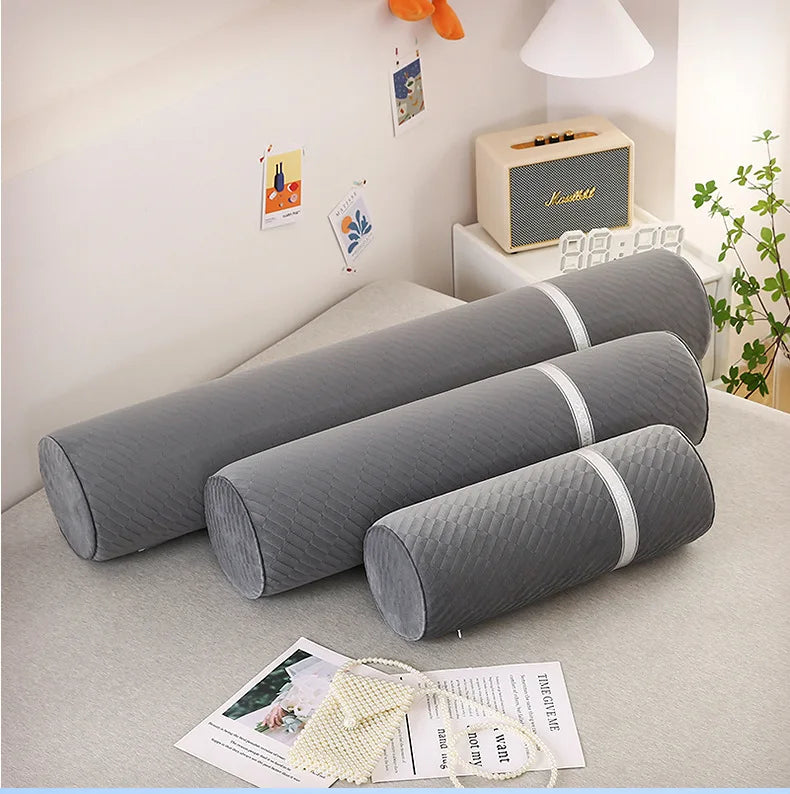 Cervical Neck Roll Memory Foam Pillow Bolster Pillow Round Neck Pillows Support for Sleeping Bolster Pillow for Bed Legs Back