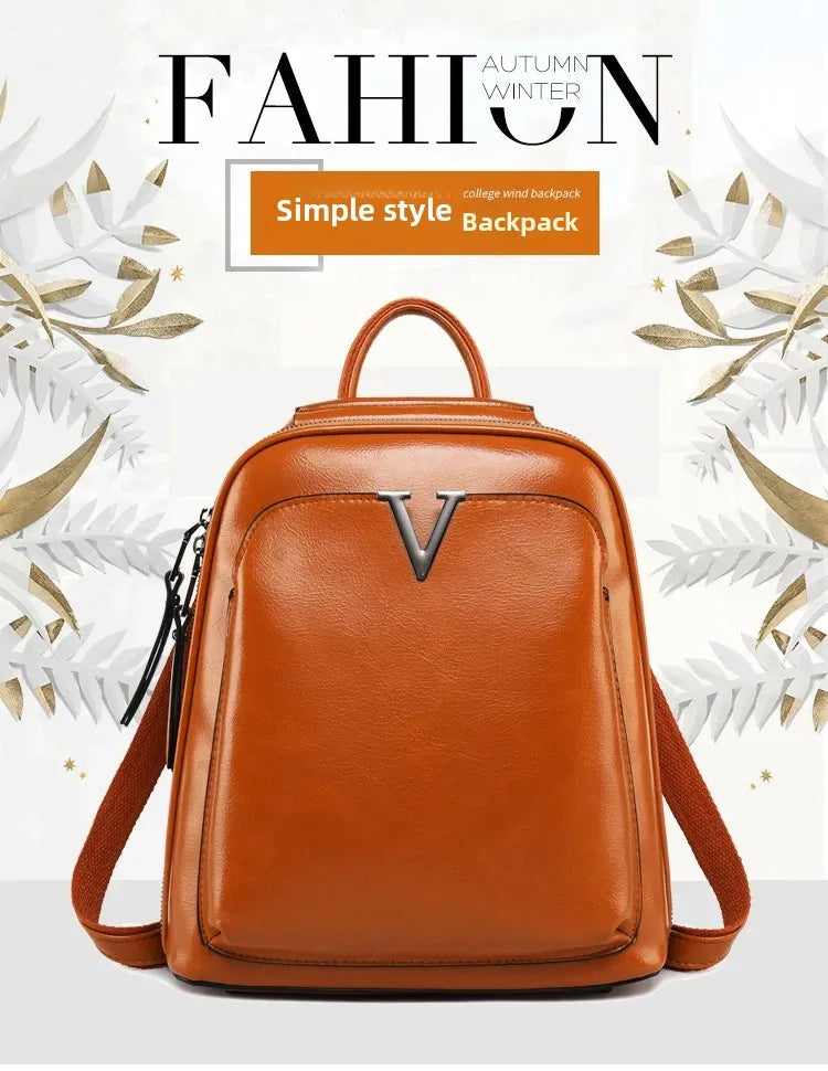 Fashionable High-Quality Leather Women's Backpack Casual Multifunctional Large Capacity Hot Sale Of The Season New Style Double