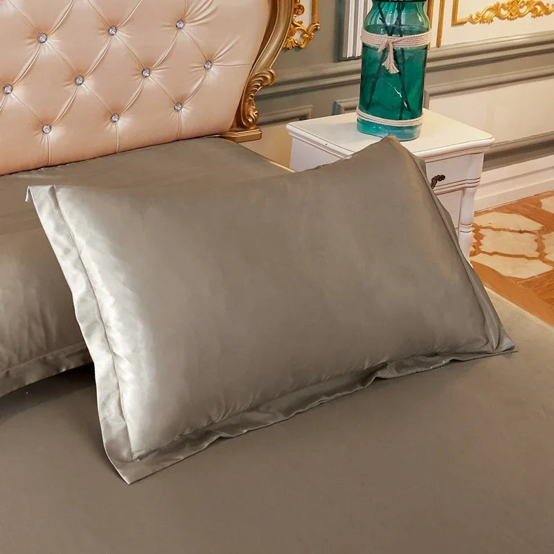 Luxury Silky Smooth Satin Pillowcase Solid Color Envelope Pillow Case Bedding Bedroom Sleep Pillowcover 48x74