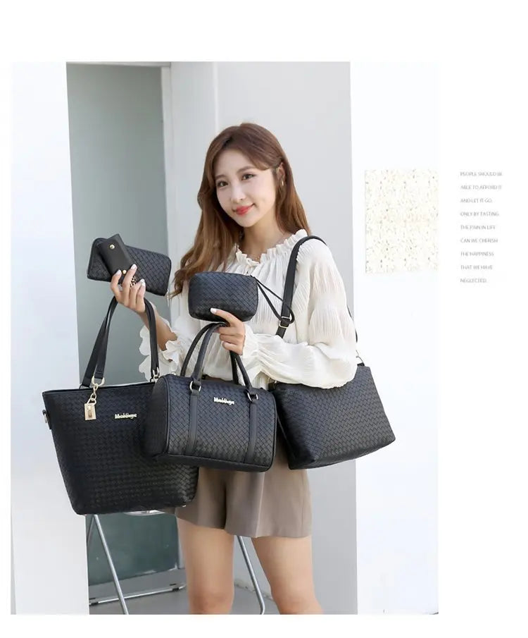 Fashionable Urban Simple Large Capacity Mother-Daughter Shoulder Bag Women's Handbag Set Six Pieces Crossbody Handbag