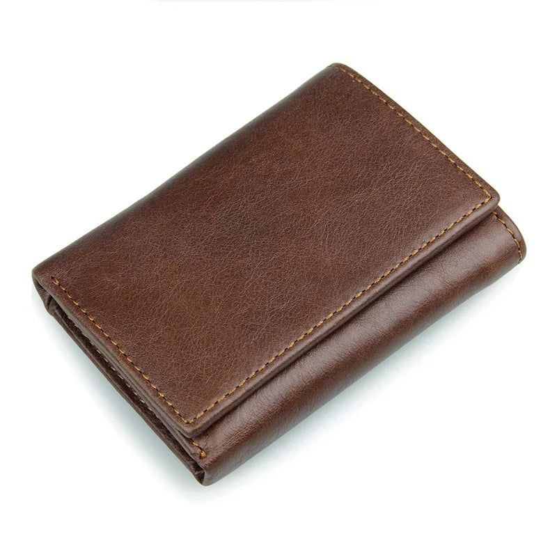 GENODERN Short Trifold Men Wallet with Multi Card Holder Fashion Wallet for Men RFID Blocking Wallet Anti Scanning Leather Purse