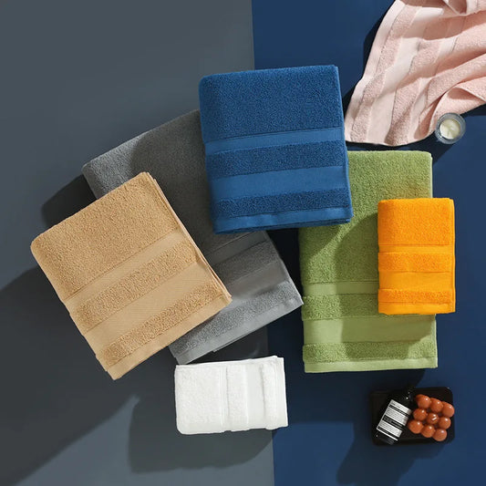1piece Solid Color Towels Of Different Sizes Cotton Gift Set Comfortable Cotton Towel Bath Towel Absorbent Best Shower Towels