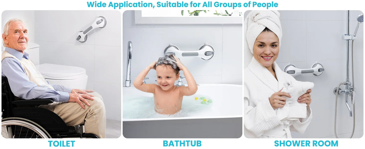 TAILI 1/2pcs Shower Grab Bars for Seniors Suction Cup 12 inch Grab Bars for Shower and Bathroom, Safety Handle for Children