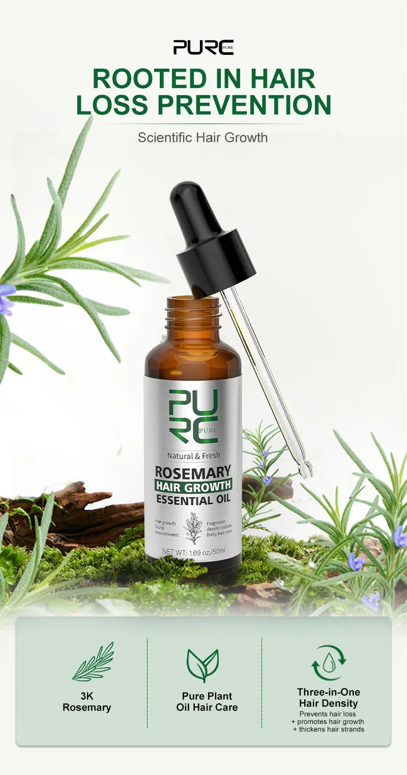 PURC Rosemary Oil Hair Loss Treatment Ginger Hair Growth Products for Men Women Smoothing Anti-Frizz Hair Care