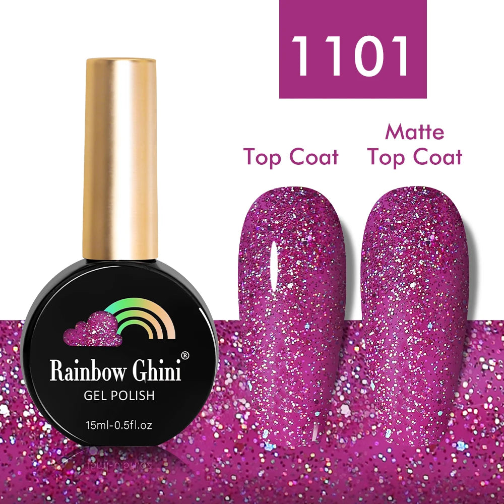 Rainbow Ghini 15ml Glitter Dark Red Gel Nail Polish Semi-Permanent Varnish UV Pale Red Nail Gel Art Supplies for Professionals