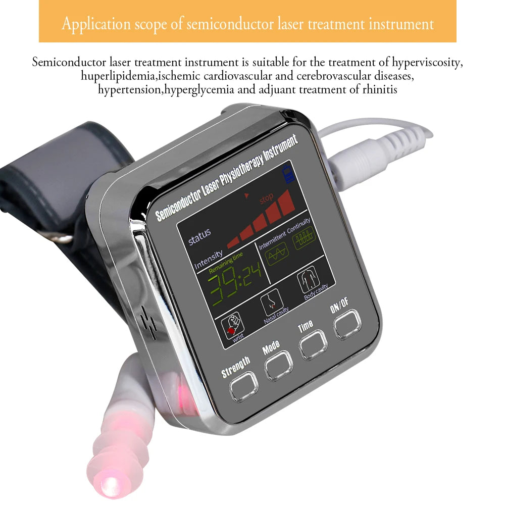 12-Hole Hypertension Laser Therapy Watch Semiconductor Blood Irradiation Treatment Instrument 650nm Acupuncture Points Watch
