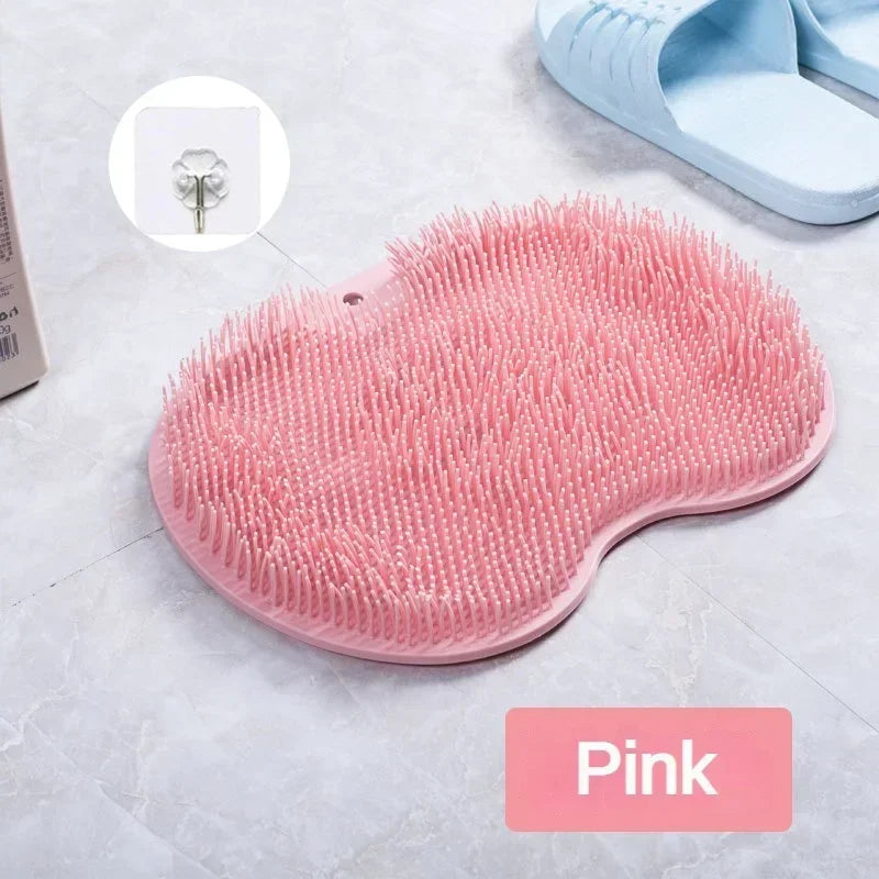 Silicone Rub Back Brush Bathroom Non-slip Wash Foot Pad Massage Shower Mat with Sucker Bath Massage Foot Exfoliating Brush Pad