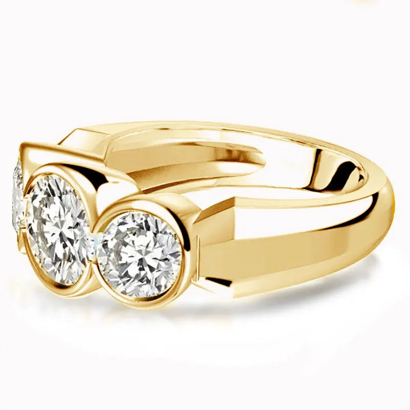 Ehhai GRA Certified 5mm&6.5mm Bezel Set Round Moissanite Ring for Women 925 Sterling Silver Wedding Engagement Ring Jewelry Gift