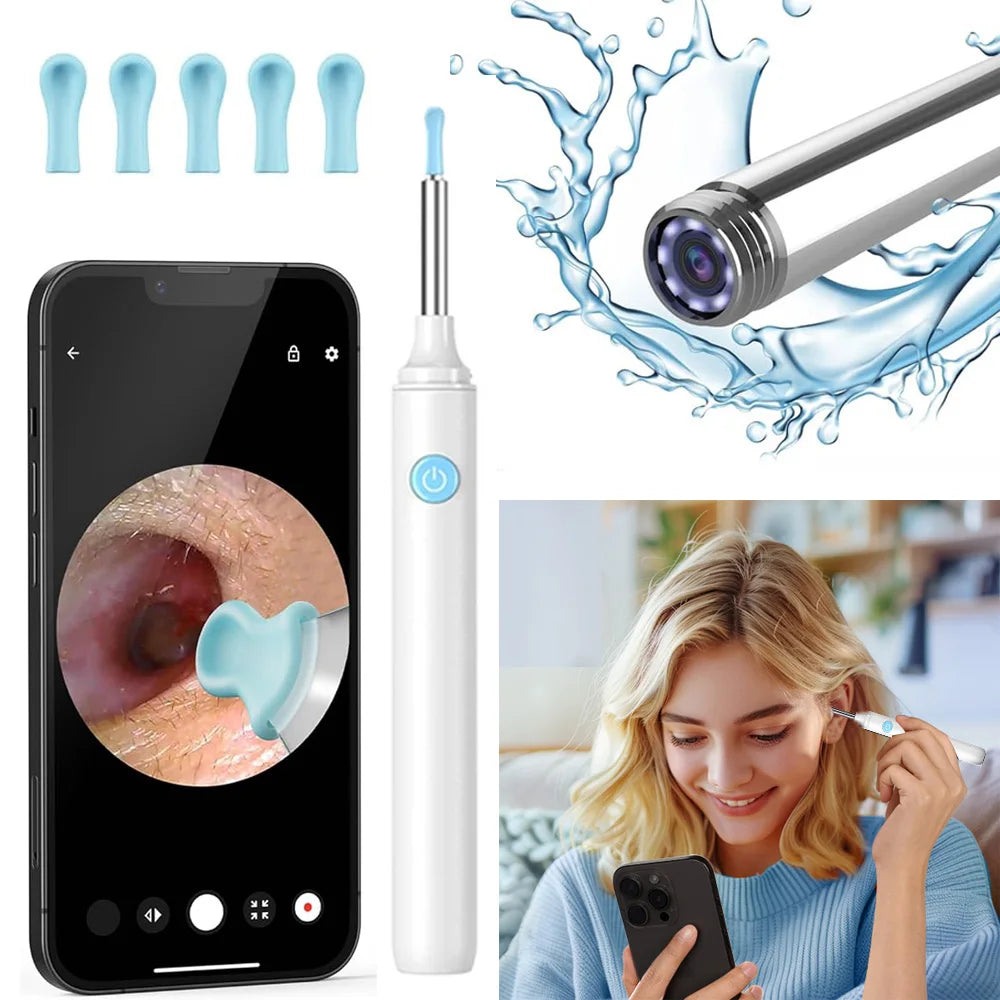 Smart Visual Ear Cleaner with Camera  Ear Sticks USB C Charging Ear Wax Removal Tool WIFI Connection 6 LED Lights Earpick