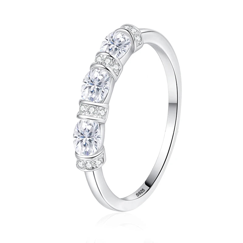 NeeTim Oval Cut Full Moissanite Ring for Women 925 Sterling Silver with White Gold Plated Lab Diamond Wedding Gemstone Rings