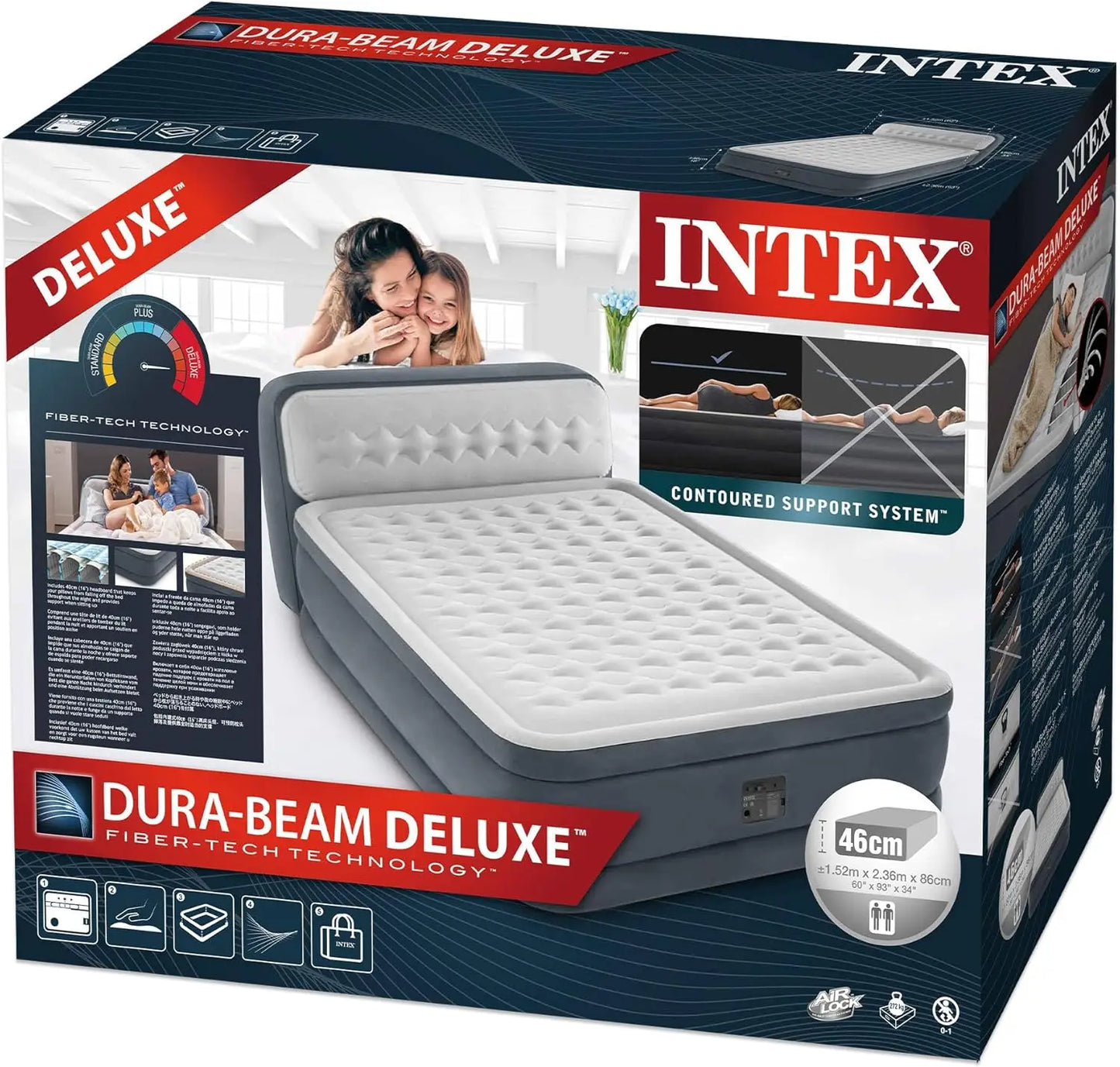 Dura-Beam Con Schienale Tecnologia Fiber Tech Con Pompa Elettrica Incorporata, 152 x 236 x 86 Cm, Blu Navy