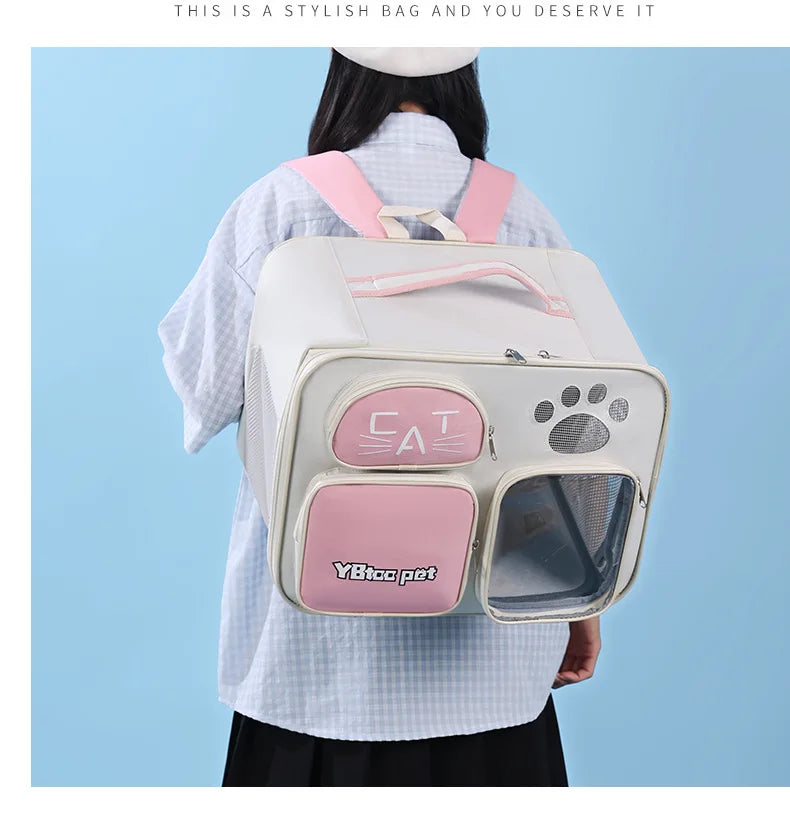 New arrivalpure color large-capacity pet bag outdoor backpack cat bag outing bag portable shoulder crossbody bag cat cage