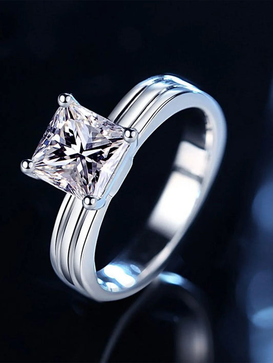 925 Sterling Silver Rings Princess Cut Rings with Gra Certificate Excellent Cut  Moissanite Diamond Ring New 2024