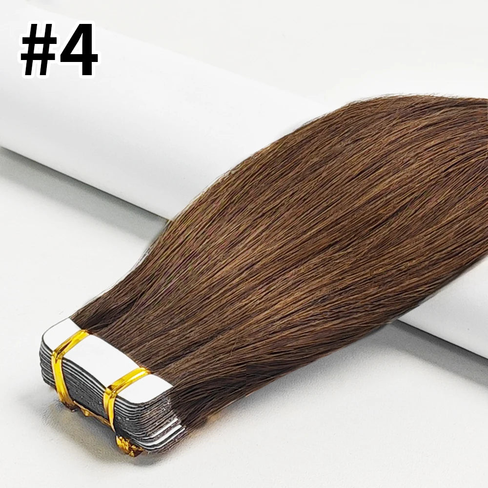 Tape In Hair Extensions Remy Human Hair 20pcs Straight Seamless Skin Weft Tape Hair Extensions Natural Black Hair For Women