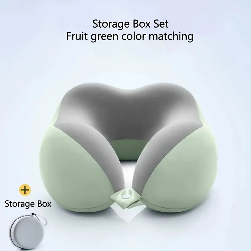 Ergonomic U Shaped Travel Pillow with Storage Bag Slow Rebound Neck Support for Airplane Office Car Machine Washable Soft