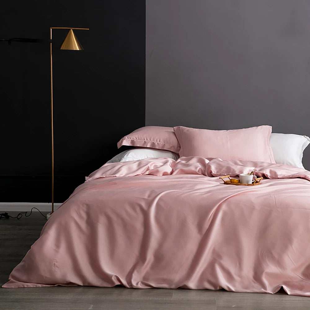 Sondeson Luxury White 100% Silk Bedding Set Healthy Skin Beauty Queen King Duvet Cover Set Flat Sheet Pillowcase Bed Linen Sets
