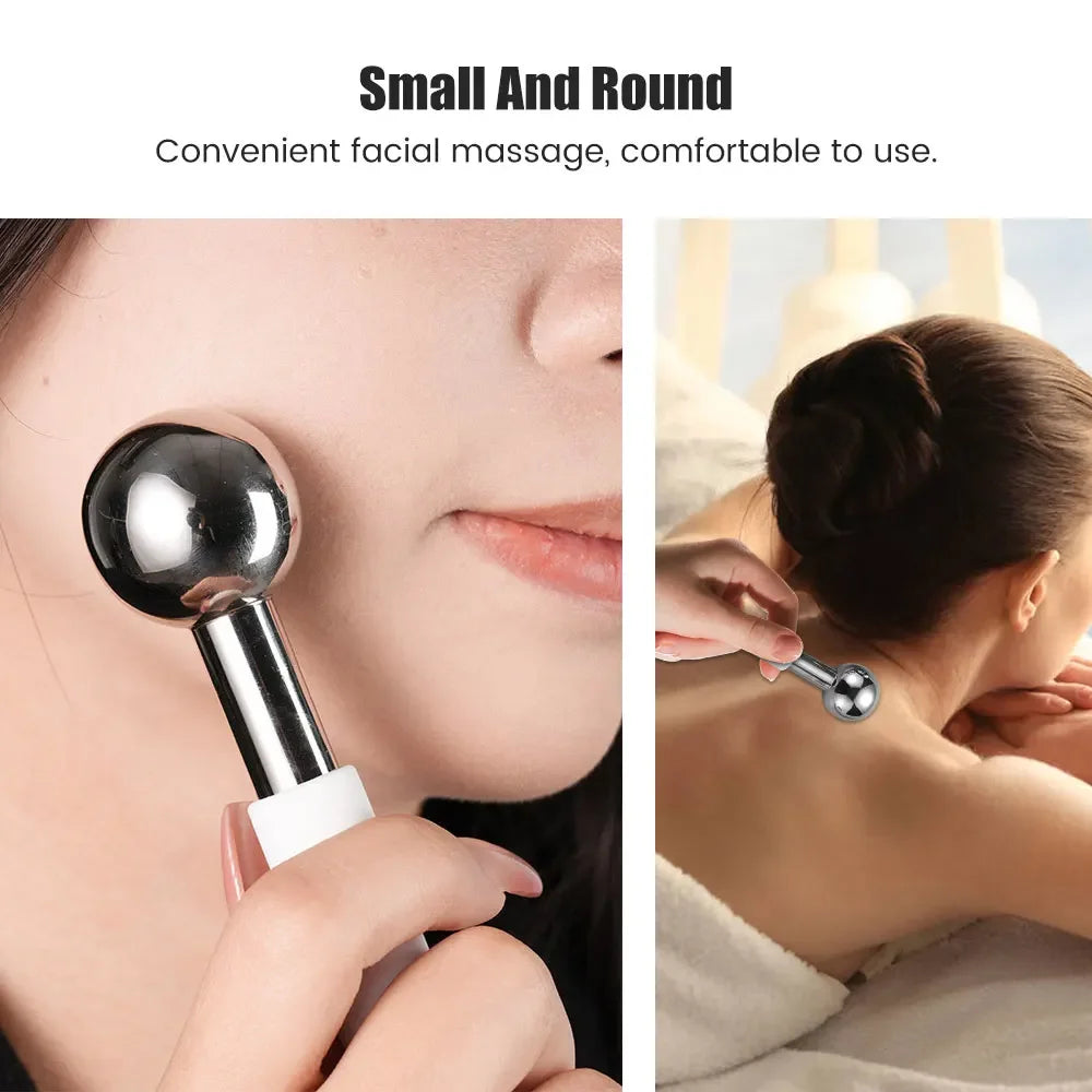 Stainless Steel Facial Ice Globes Hot Cold Facial Roller Skin Beauty Spa Cooling Globe Massage Ball Face Care Cryo Freeze Stick