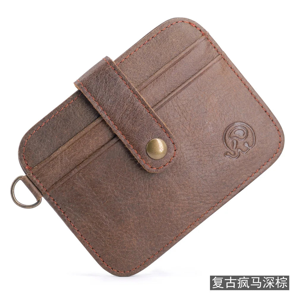 100% Cowhide Leather Credit Card Holder Women Men Mini Slim  Small Coin Purse Bank ID Card Case Package Pouch Card Holder