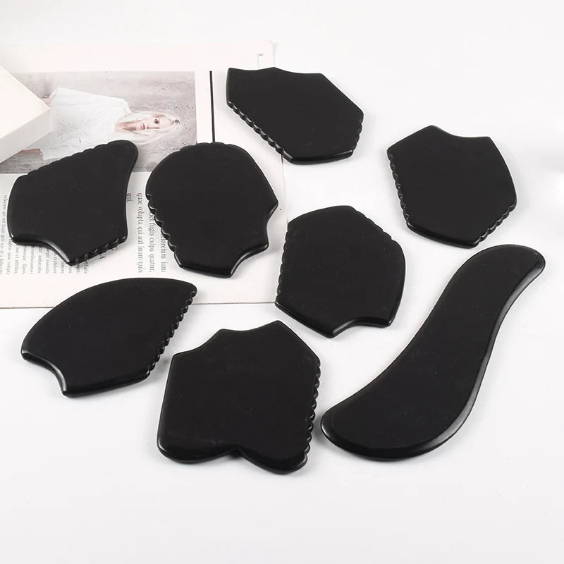 SPA Acupuncture Scraping Body Foot Back Face Neck Massager Beauty Guasha Board Black Bian Stone Gua Sha Massage Tools