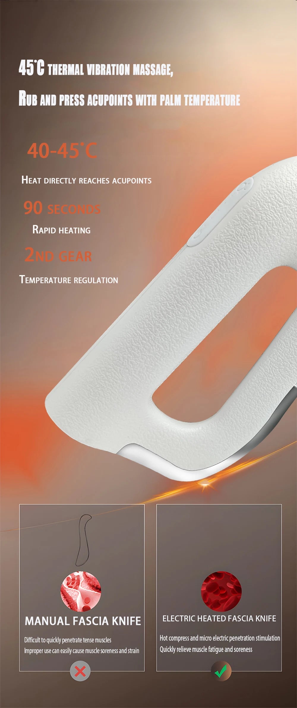 2025 Electric Fascia Massager Body Scraping Warm compress Vibration Muscle  Relaxation Body Lifting Guasha Massage Knife tool