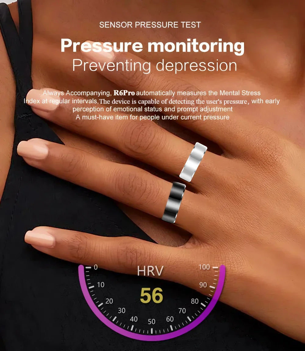 2025 R6Pro Smart Ring,  Heart Rate, Blood Oxygen, Sleep&Blood Pressure Tracker, Bluetooth Men Smart Rings iOS Android Compatible