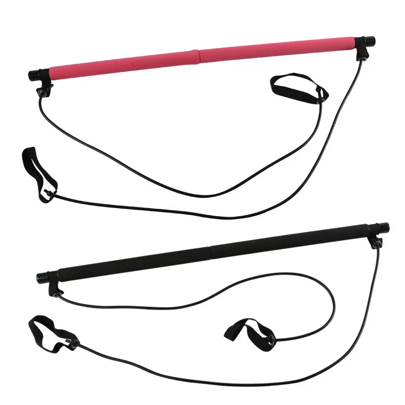 Portable Yoga Pilates Bar Stick with Resistance Band,Pull Rope,Home Gym Yoga Bar,Fitness Stretching Sports Bodybuilding