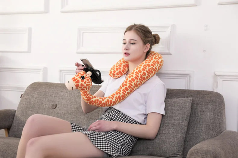 2 In 1 U-shaped Pillow 360 ° Mobile Phone Stand Animal Memory Foam Neck Pillow Travel Home Accessories Comfortable Pillows
