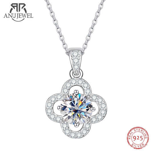 AnuJewel 1 Carat D Color Moissanite Diamond Luxury Pendant  925 Sterling Silver 40+2+3cm Necklace Fine Jewelry Wholesale