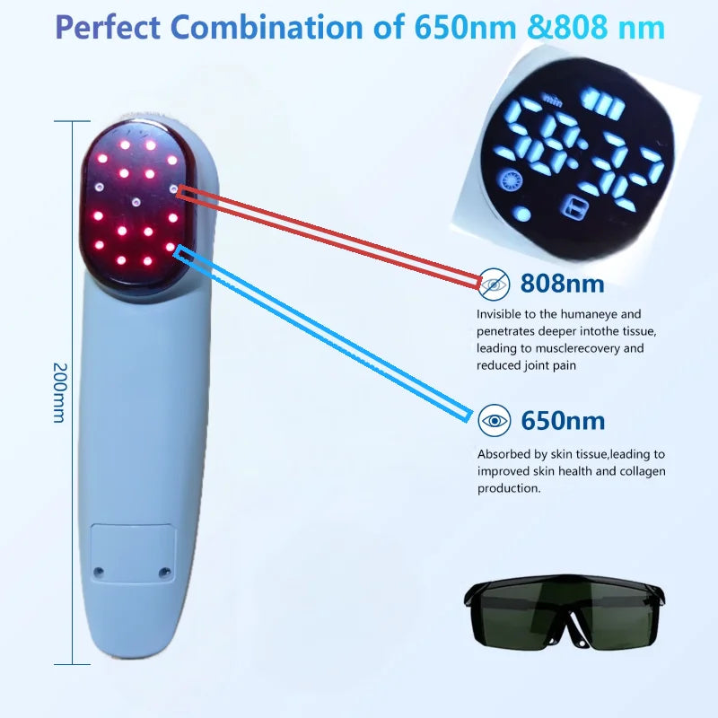 808nm 650nm LLLT Low-level Laser Device, Hand-held Cold Laser Therapy for Neck Back Arthritis Pain Relief Treatment