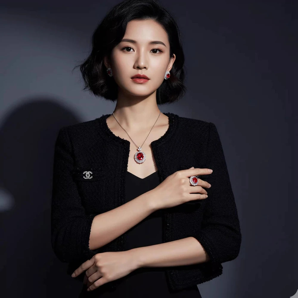 Wong Rain Classic 925 Sterling Silver Oval Cut 10*12MM Ruby Emerald Sapphire Gems Wedding Engagement Ring for Women Fine Jewelry