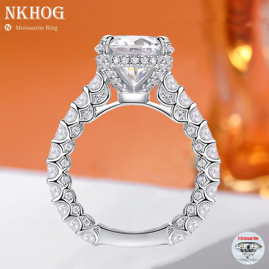 NKHOG 5CT Full D Color VVS Moissanite Ring For Women S925 Silver Luxury Engagement Bride Wedding Band Gift Jewelry GRA Certified