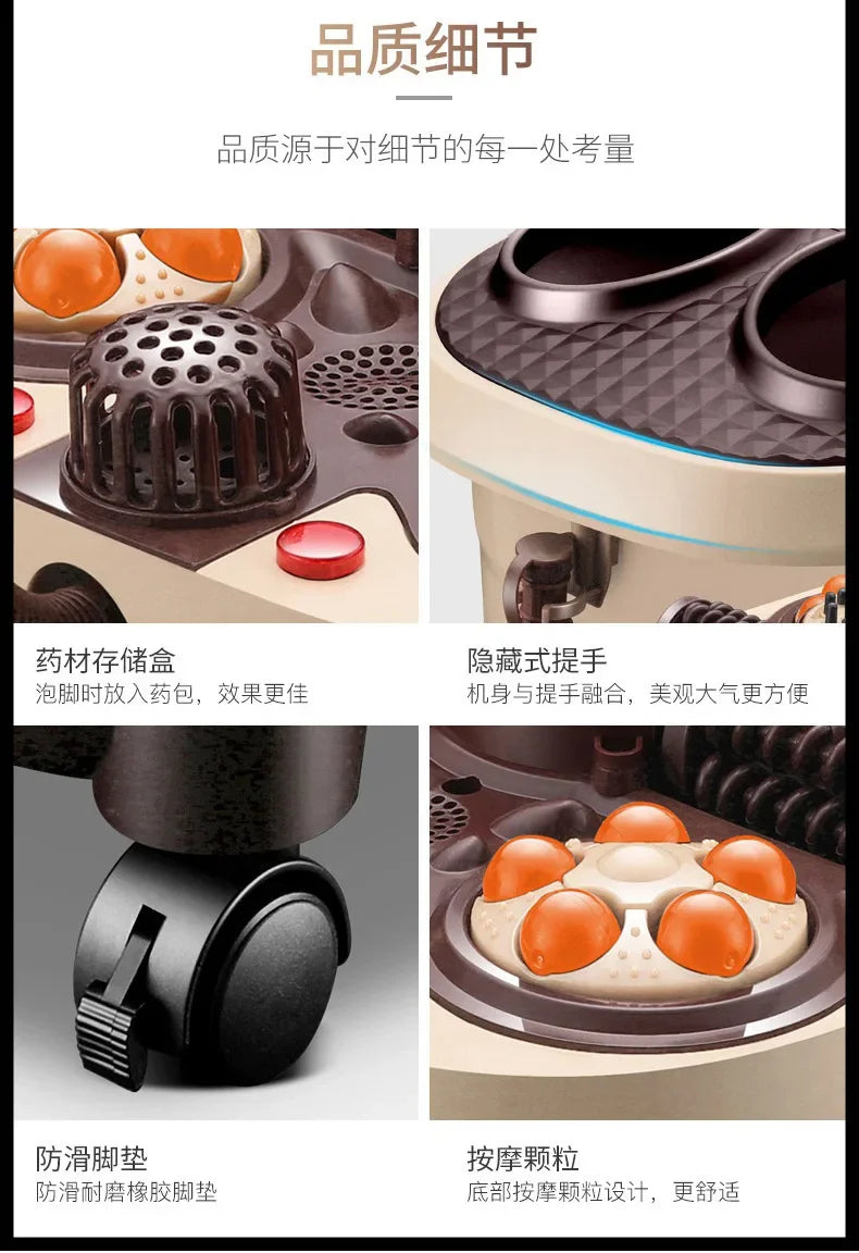 Smoked Foot Bath Full Automatic Electric Heating Washbasin Foot Massage Machine Deep Bucket Foot Bather Home Pedicure Machine