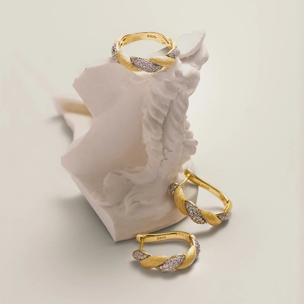 Wong Rain Vintage 18K Gold Plated 925 Sterling Silver Lab Sapphire Gemstone Hoop Earrings for Women Fine Jewelry Gifts Wholesale