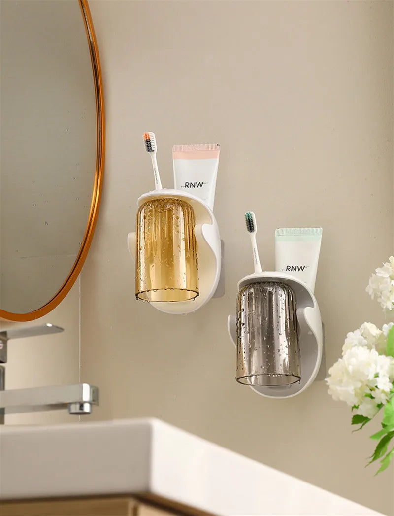 Cartoon Toothpaste Dispenser Automatic Toothpaste Squeezer New Wall-Mount Holder Toothbrush Rack Bathroom Washroom  Accessories