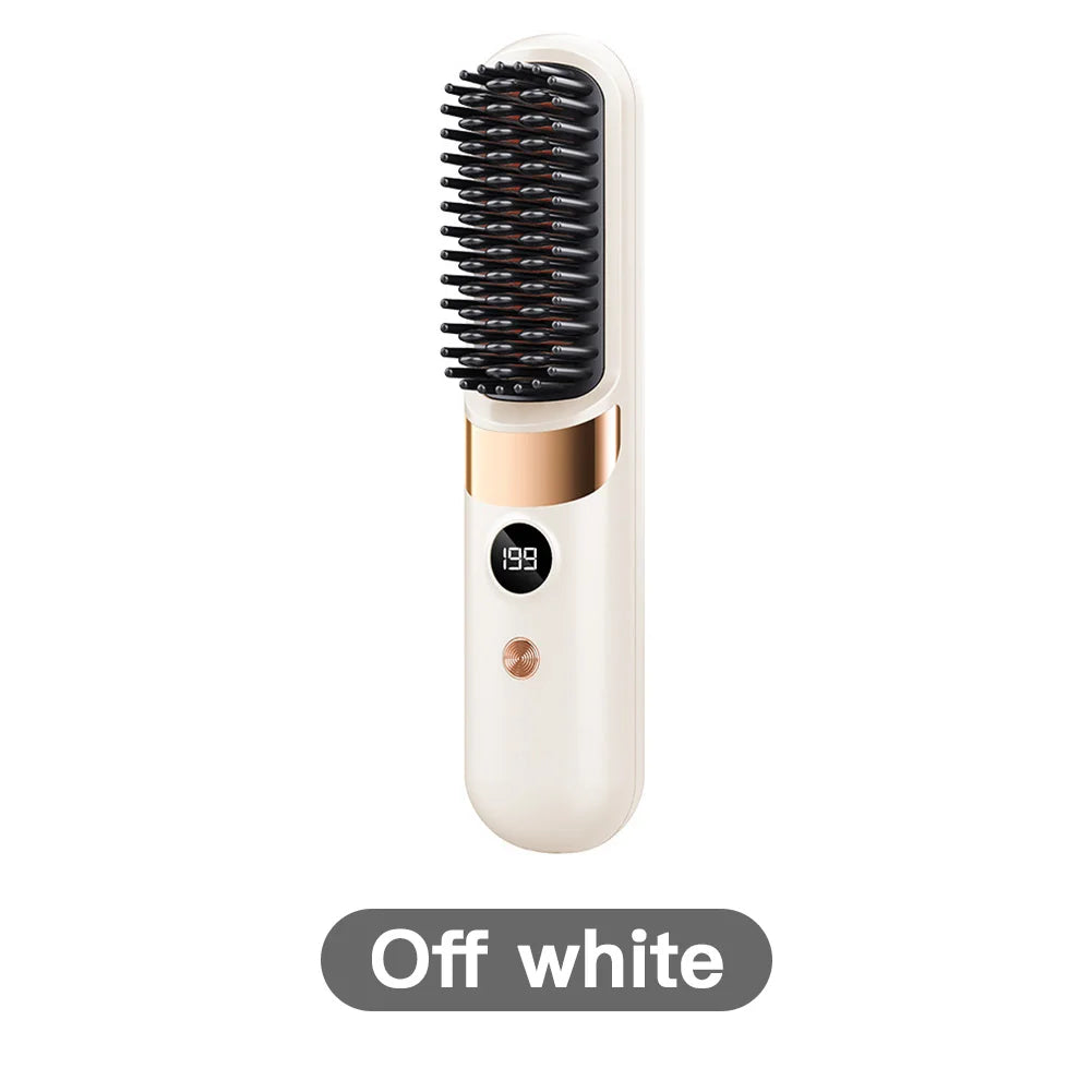 2026 New USB Charging Cordless Hair Straightener Brush-Portable Hair Straightening Brush LED Display for Women Travel Gift