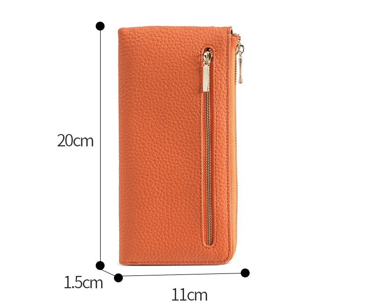 Women's Genuine Leather Long Wallets Cowhide Coin Purse Multi-card  Wallet for Women